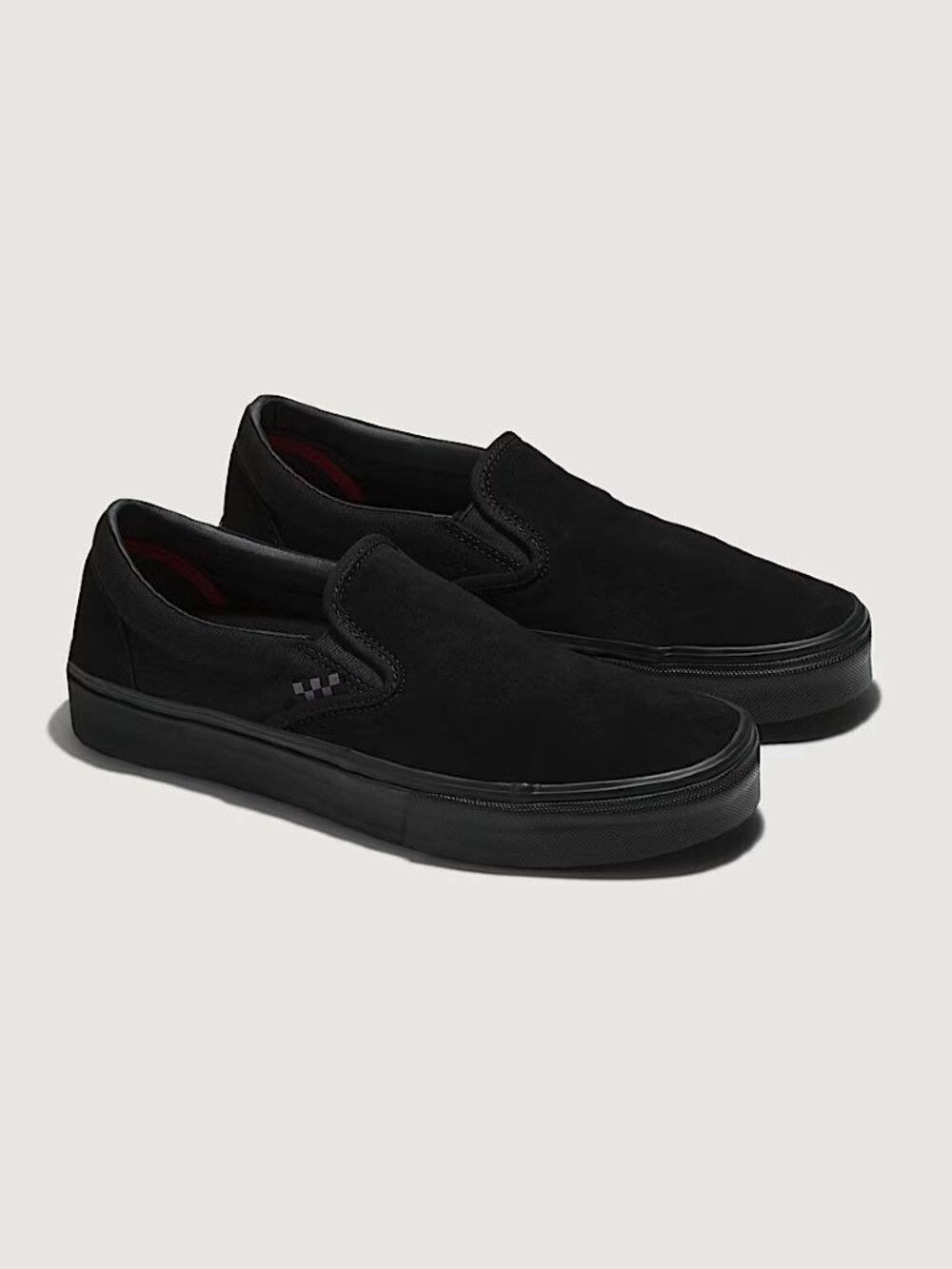 Men's 7.5 Vans Black Suede Skate Slip-On Shoe Skate Pop Cush